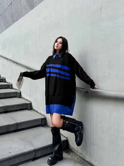 ニットレイヤードシャツドレス