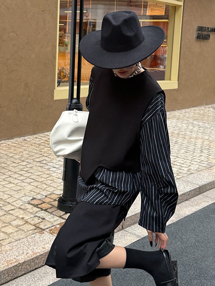 ストライプレイヤードモードブラウス