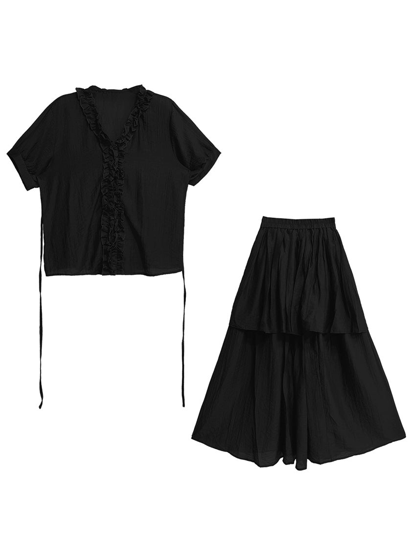 Mesh stitch top and skirt