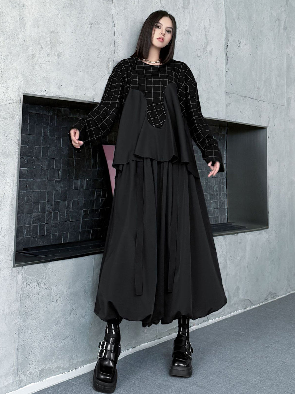 グリッドコンビネーショントップス