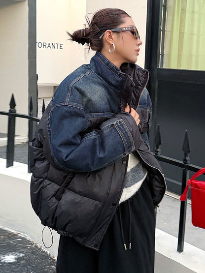 デニムコンビネーションパファージャケット