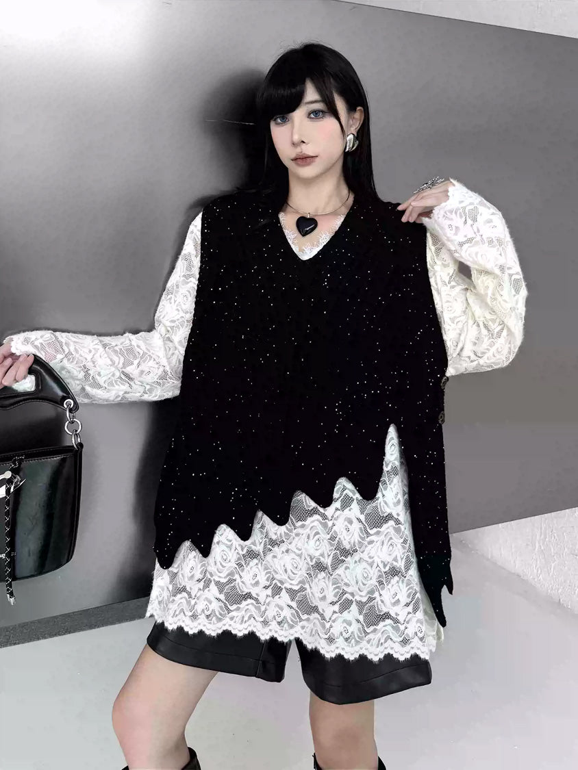 Mesh stitch top and skirt