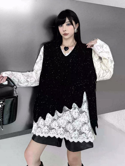 Mesh stitch top and skirt