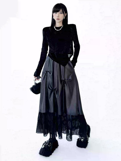 Mesh stitch top and skirt