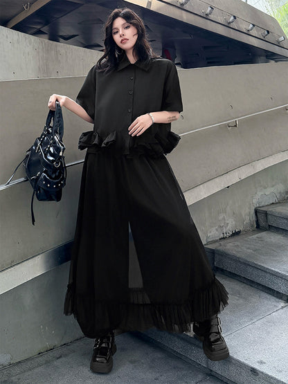 Mesh stitch top and skirt