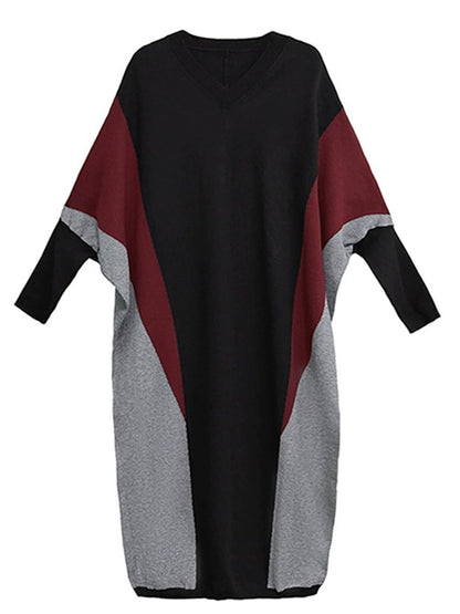 トライカラーニットドレス