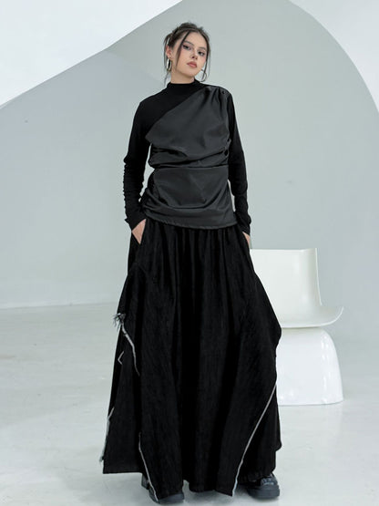 Scarf tie blouse and denim pants series 