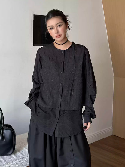 クラッシュシアーレイヤードブラウス