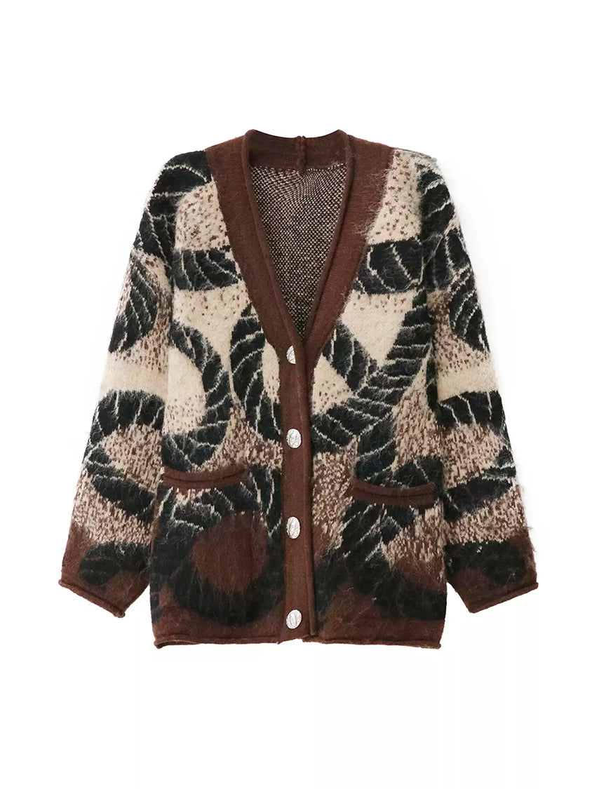 アブストラクトジャカードカーディガン