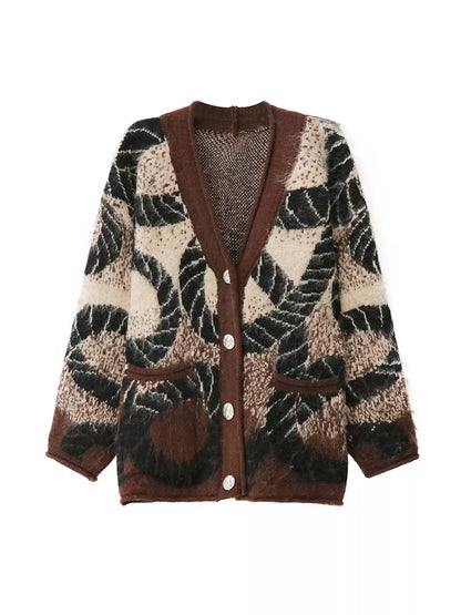 アブストラクトジャカードカーディガン