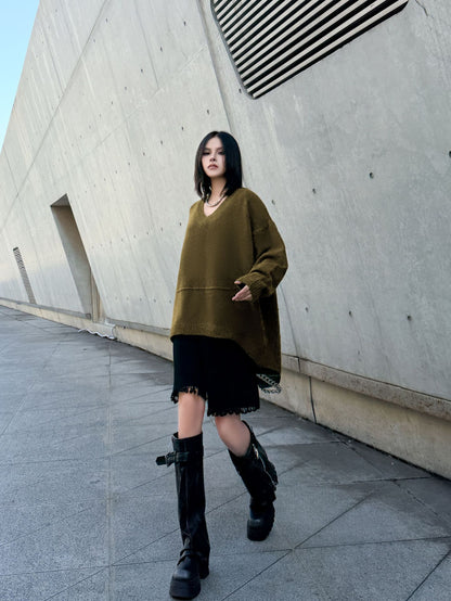 Vネックオーバーセーター