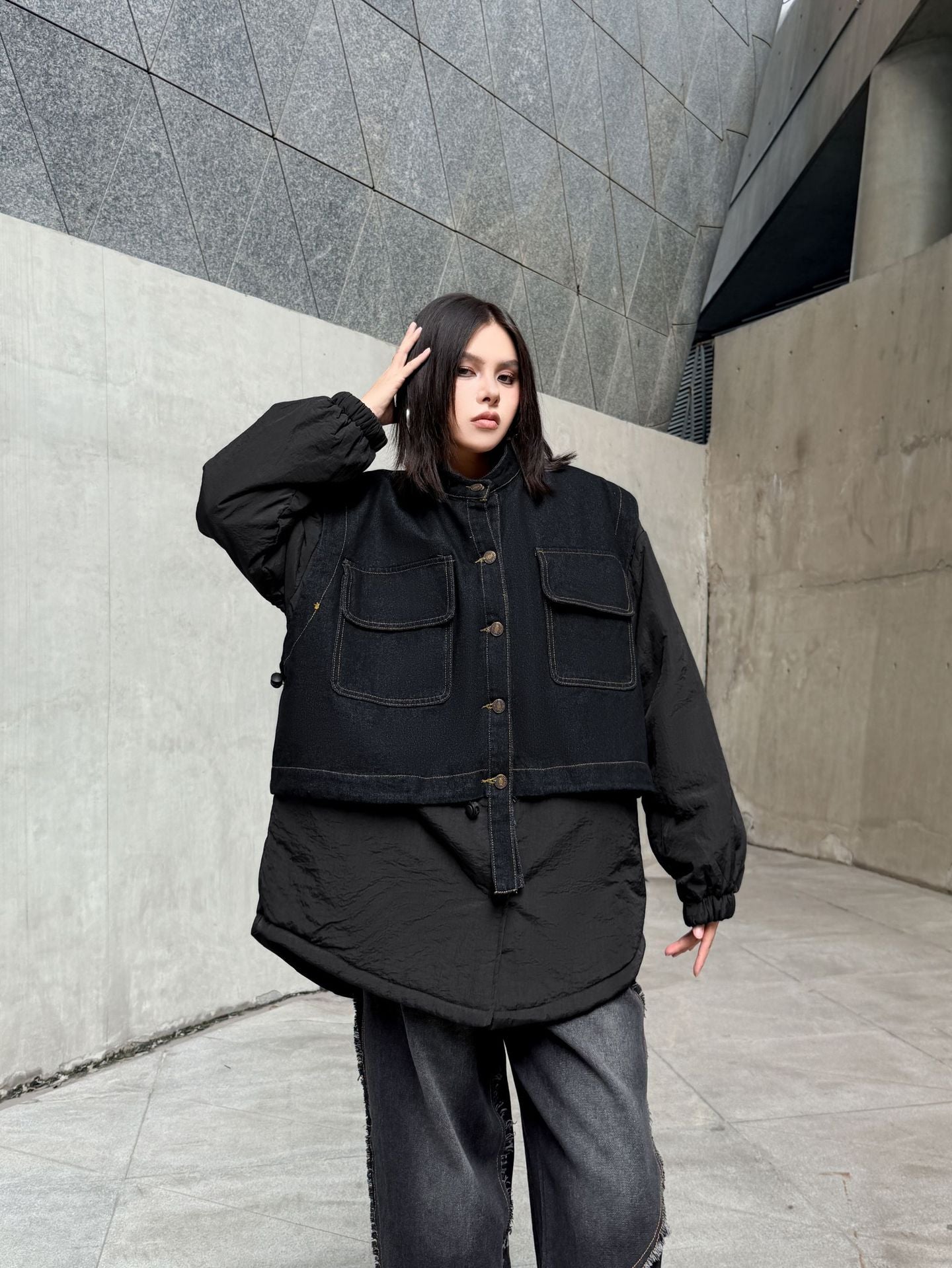 デニムミックスオーバージャケット