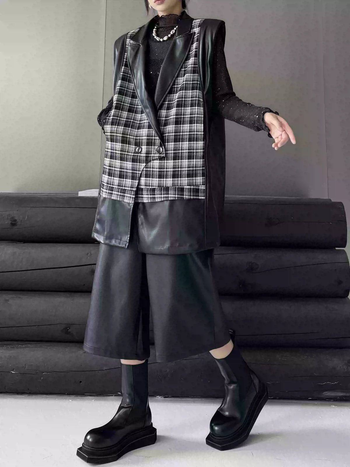 Scarf tie blouse and denim pants series 