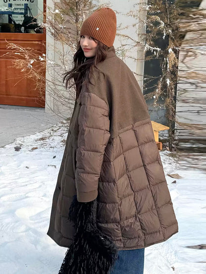 ブロックキルトダウンコート