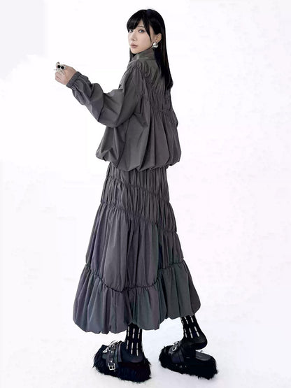 Mesh stitch top and skirt