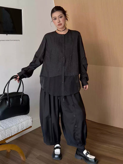 クラッシュシアーレイヤードブラウス