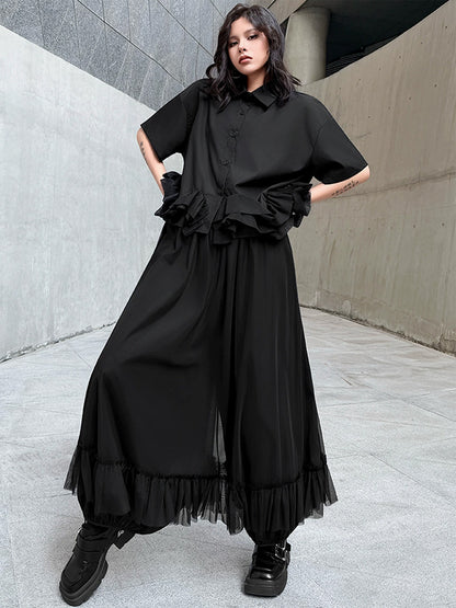 Mesh stitch top and skirt