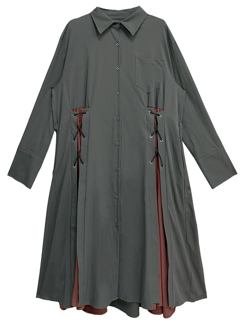 サイドレースアップシャツドレス