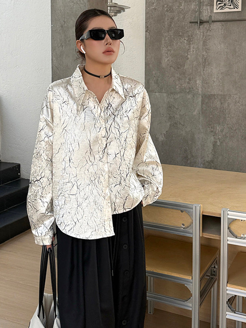クラックプリントモードブラウス
