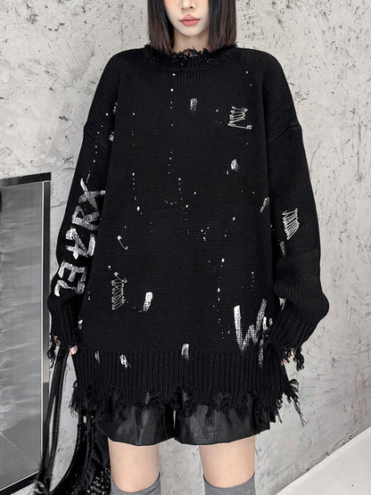 スプラッシュダメージニットトップス