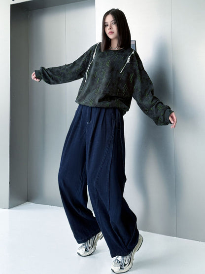 ウォッシュデニムワイドパンツ