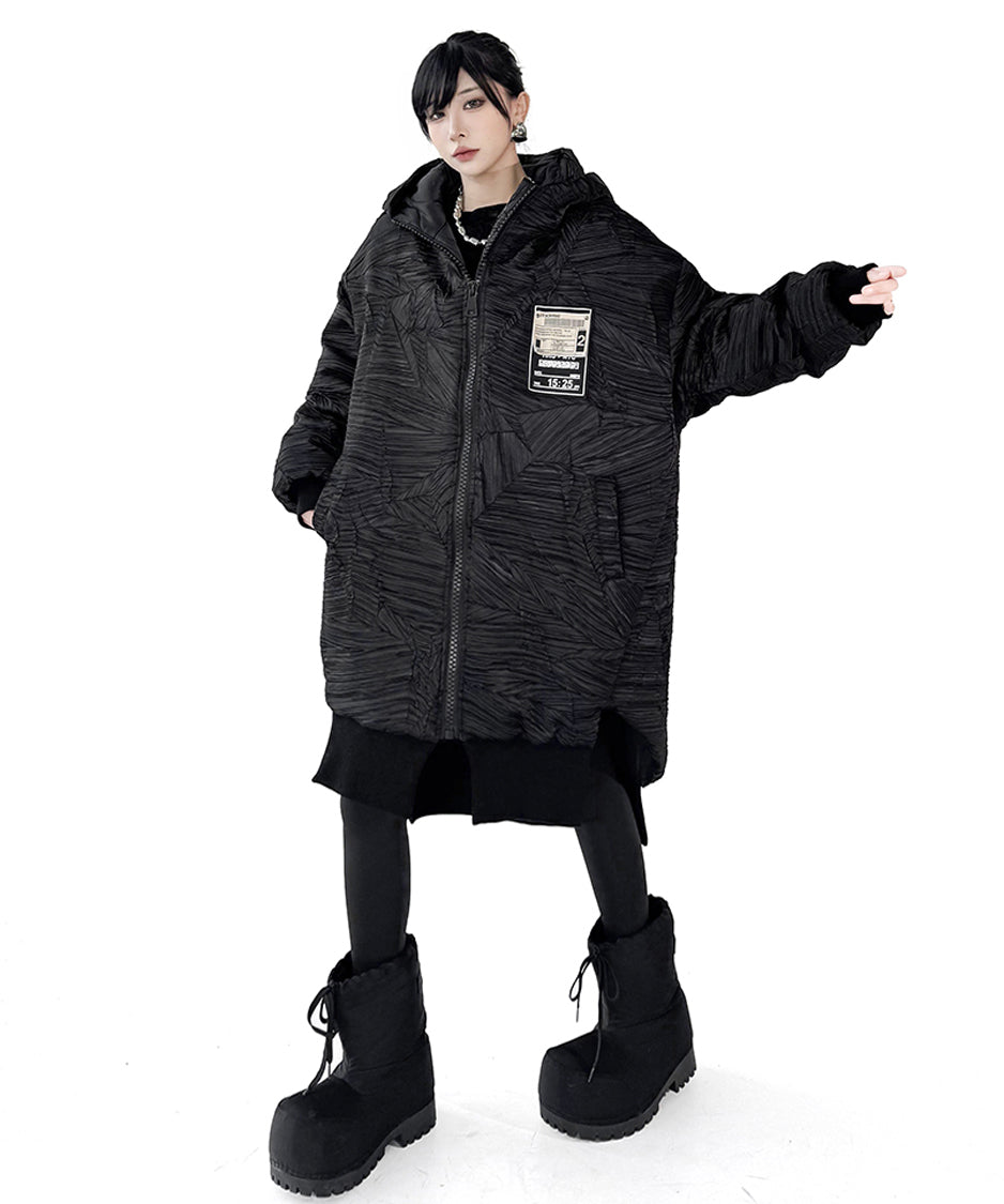 テクスチャーフーデッドブルゾン