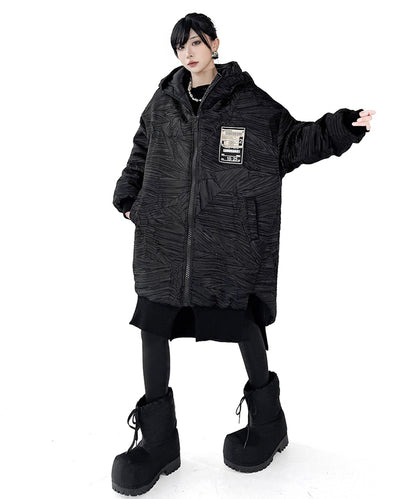 テクスチャーフーデッドブルゾン