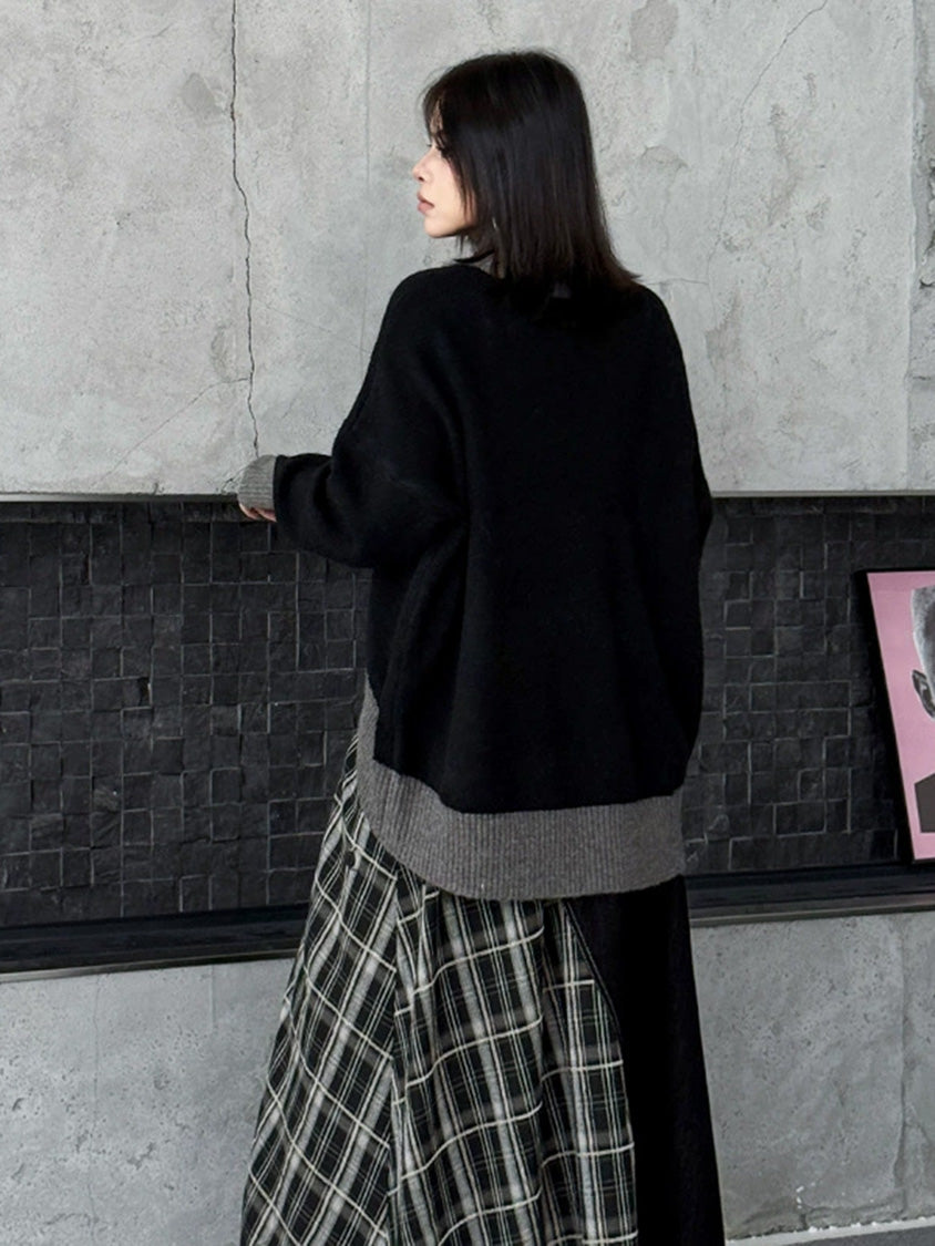 ダブルネックルーズトップス