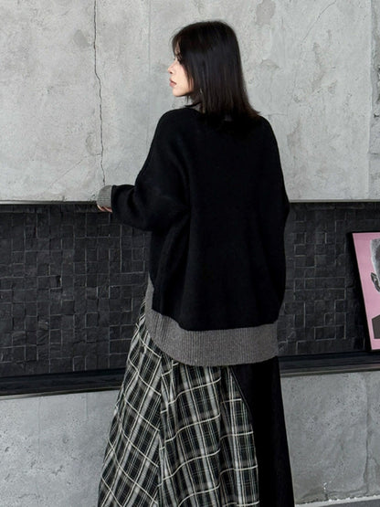 ダブルネックルーズトップス