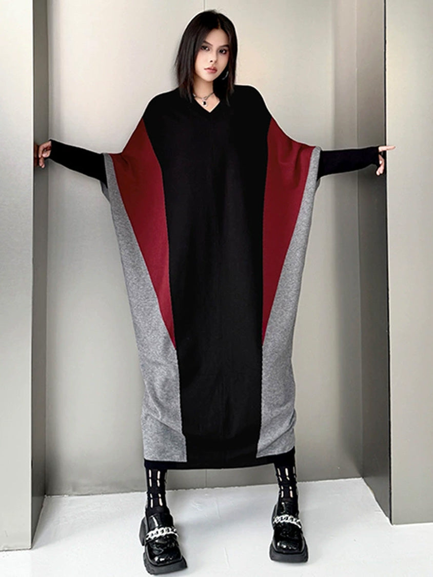 トライカラーニットドレス