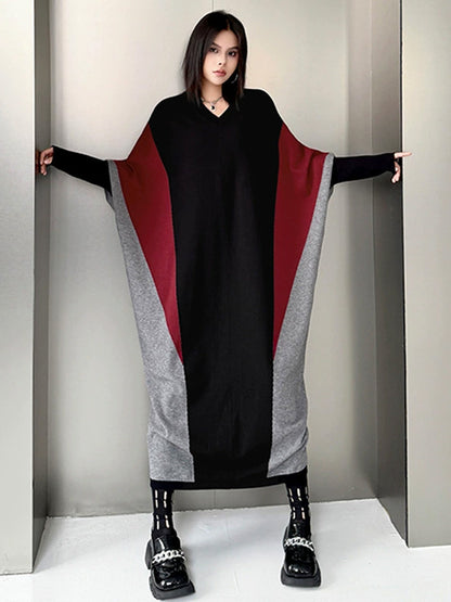 トライカラーニットドレス