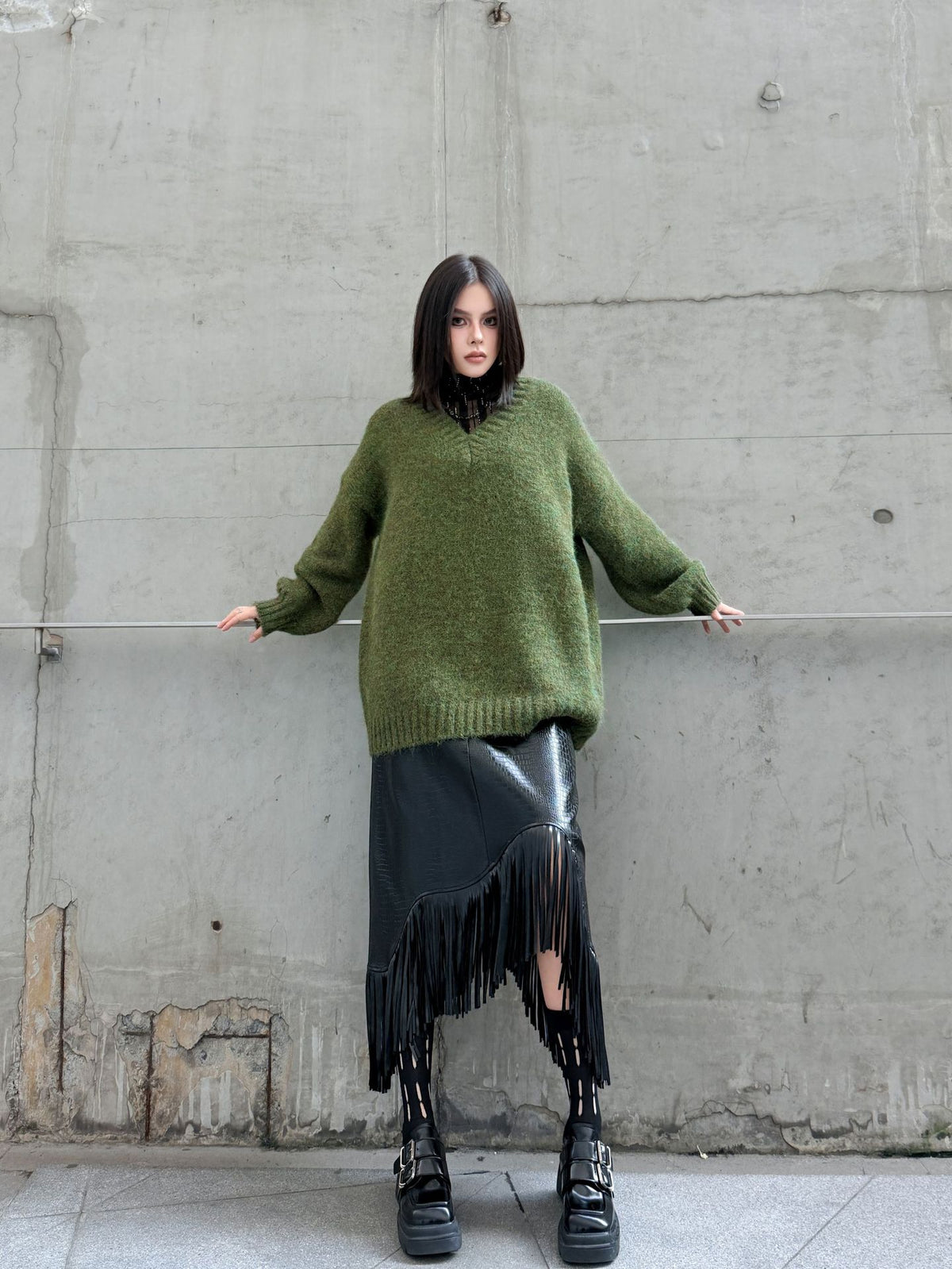 Mesh stitch top and skirt