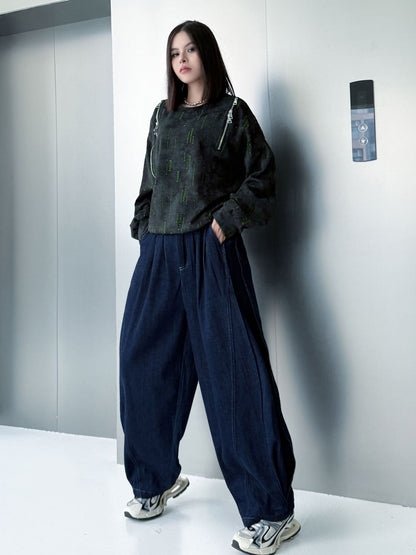 ウォッシュデニムワイドパンツ