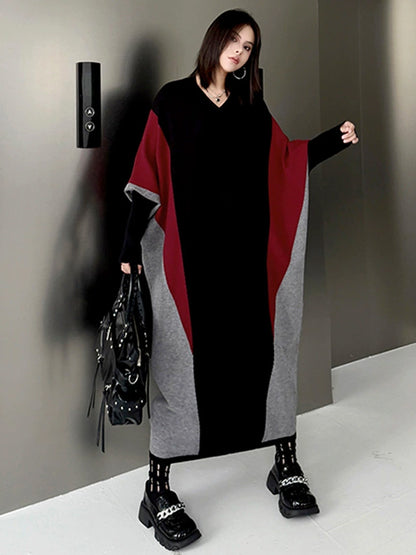 トライカラーニットドレス