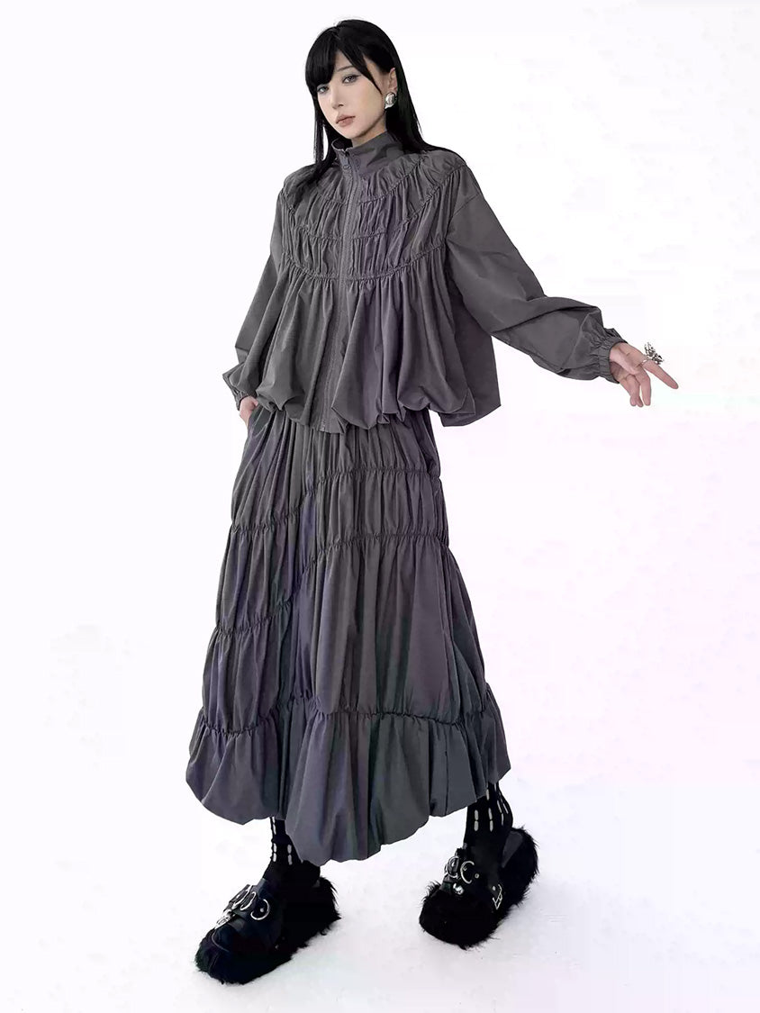 Mesh stitch top and skirt