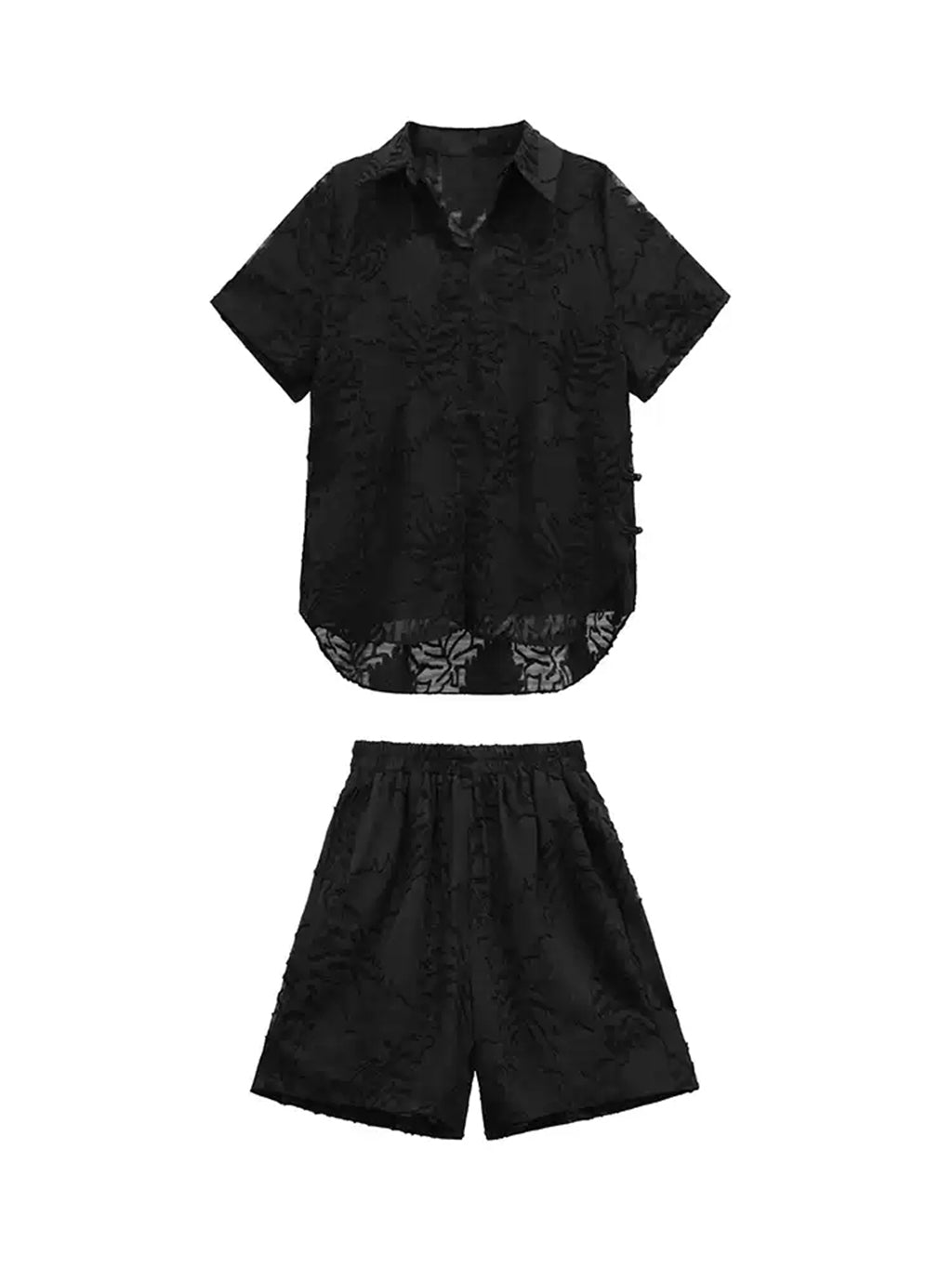 Sheer jacquard shirt and shorts 