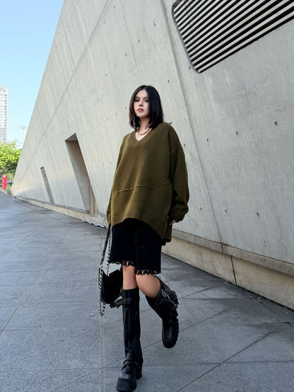 Vネックオーバーセーター