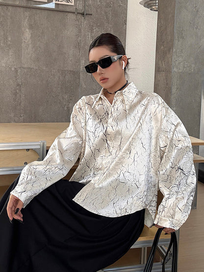 クラックプリントモードブラウス