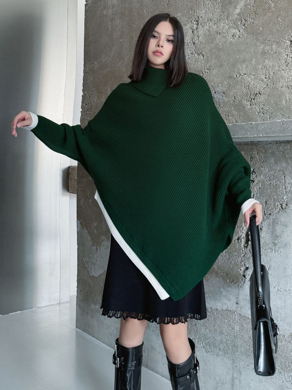 ハイネックケープニットトップ