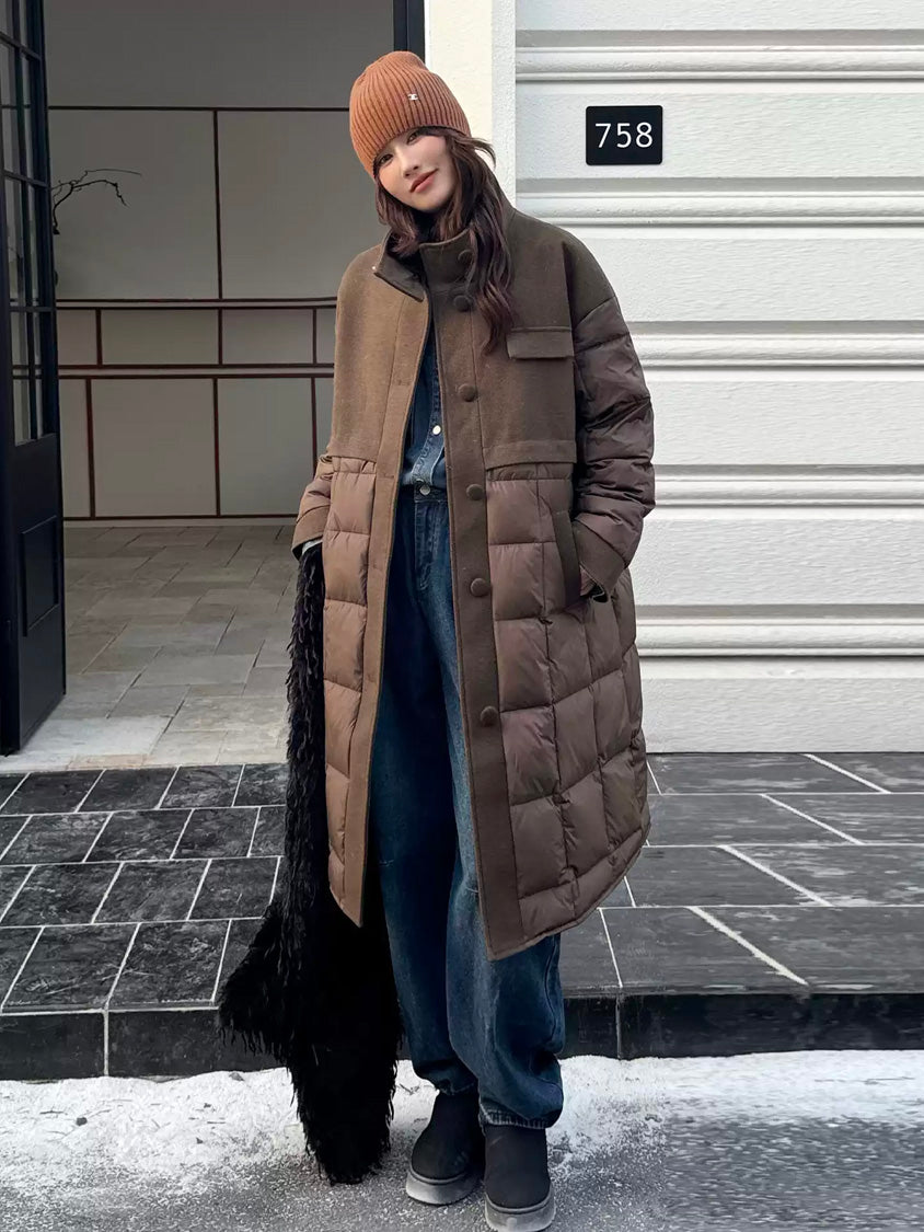 ブロックキルトダウンコート