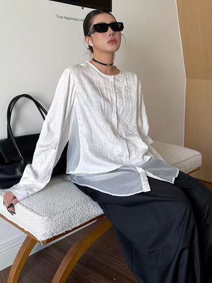 クラッシュシアーレイヤードブラウス