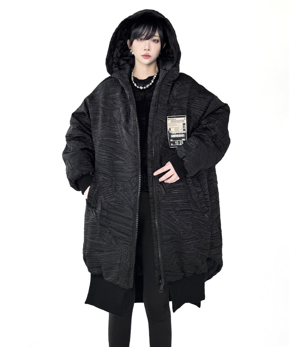 テクスチャーフーデッドブルゾン