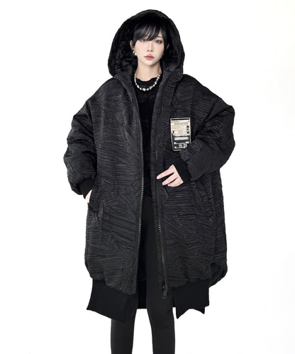 テクスチャーフーデッドブルゾン