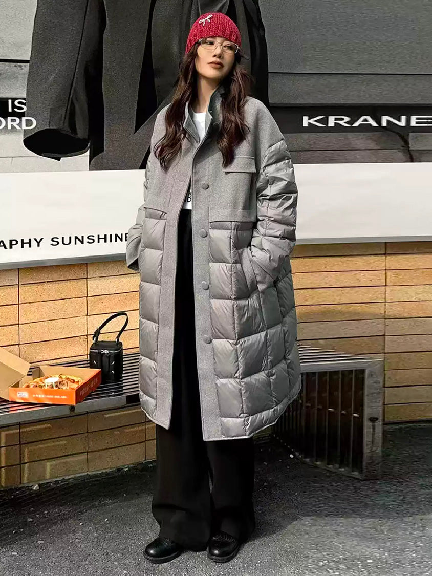 ブロックキルトダウンコート