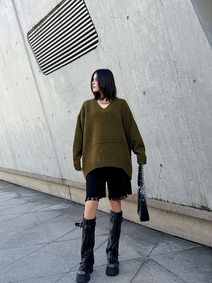 Vネックオーバーセーター