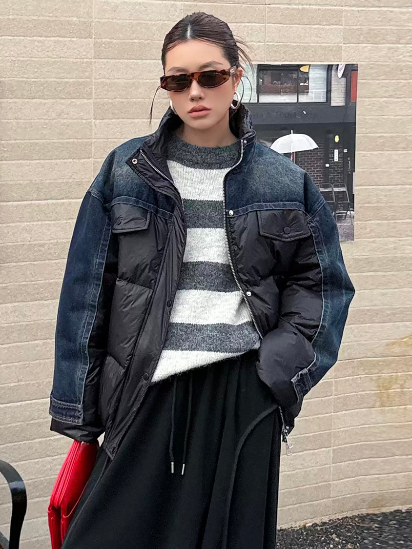 デニムコンビネーションパファージャケット