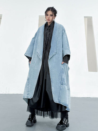 Scarf tie blouse and denim pants series 