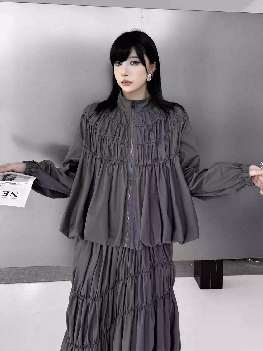 Mesh stitch top and skirt