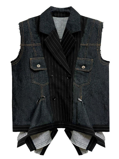 デニムピンストライプレイヤードベスト