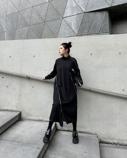 ジップラインハイネックロングドレス